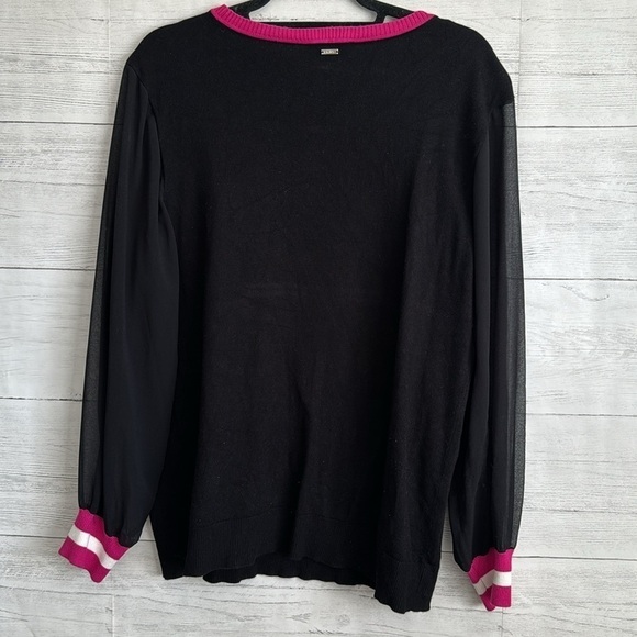 DKNY Pull Over Sweater with Sheer Sleeves | SIZE L - Picture 2 of 7